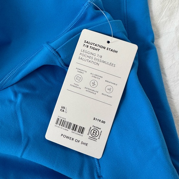 Athleta Salutarion Stash High Rise Sz L/G - Cornflower Shade - Picture 5 of 5